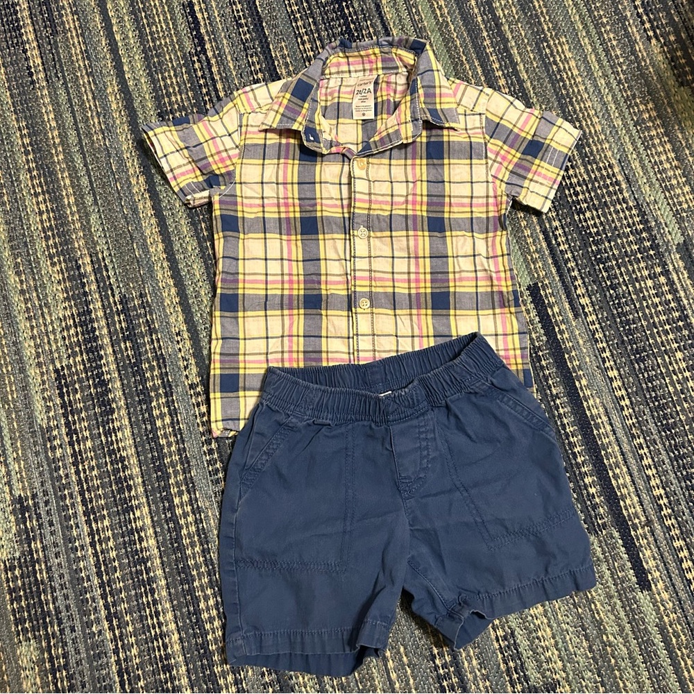 EUC Toddler Spring Short & Button Down Set 2T
